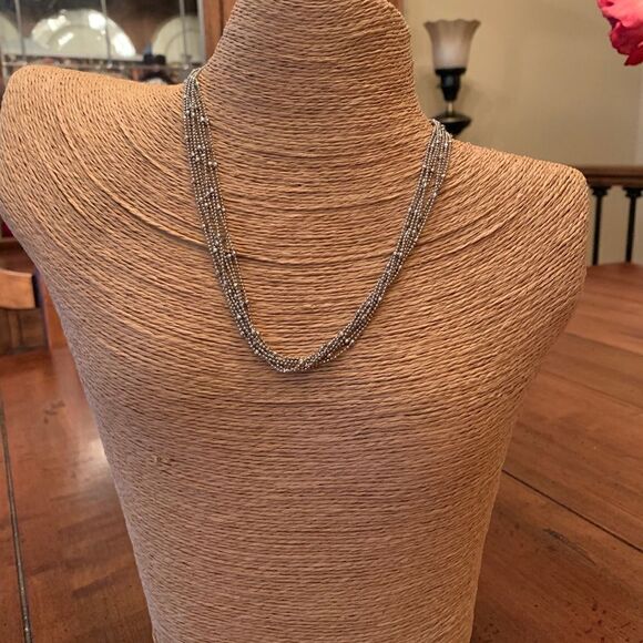 NEW Italian Sterling Silver 6 Strand Bead Necklace - Picture 4 of 6